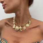 Collier Coquillage <br> Grosse Chaine Dorée