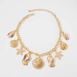 Collier Coquillage <br> Grosse Chaine Dorée