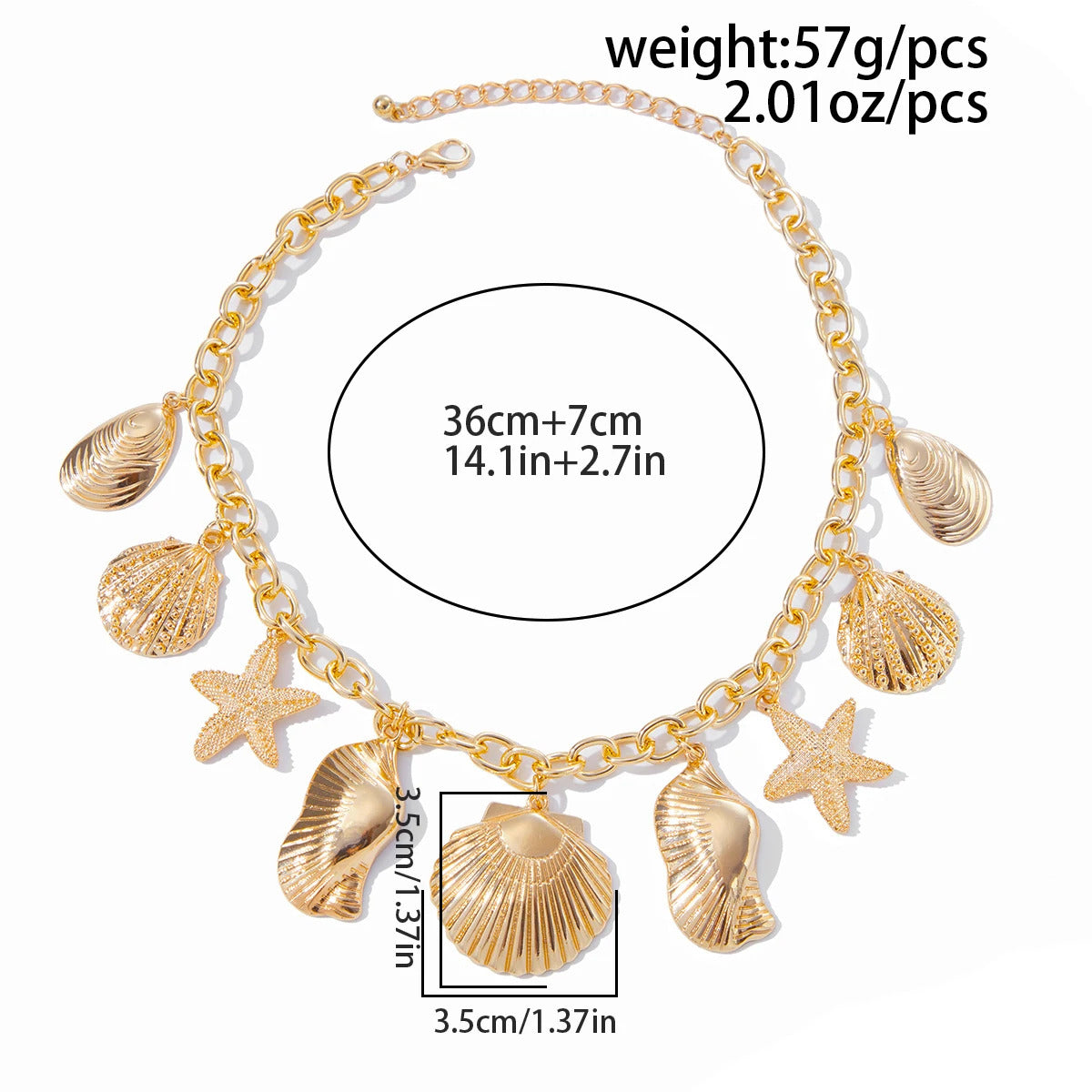 Collier Coquillage <br> Grosse Chaine Dorée