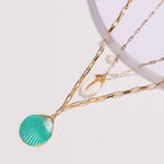 achat collier coquillage bleu