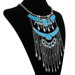 Collier afrique bleu argenté