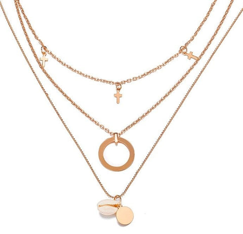 collier anneau rond doré