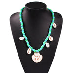 collier coquillage bleu