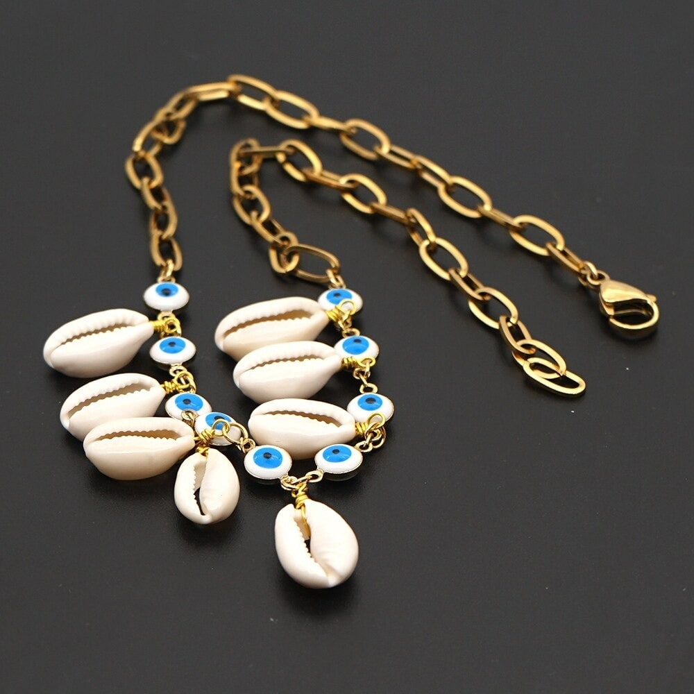 collier bleu blanc doré