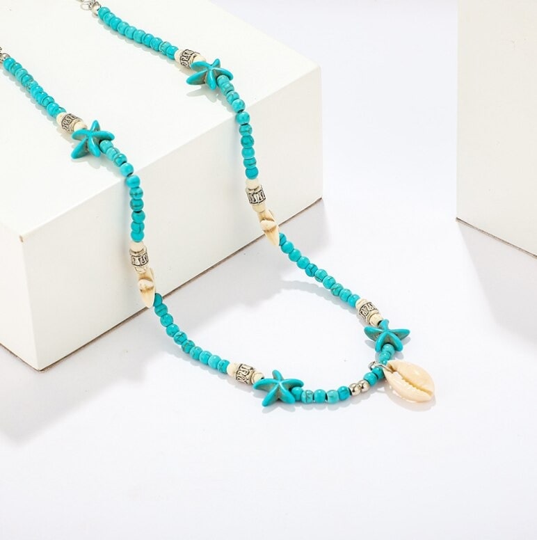 collier bleu pas cher