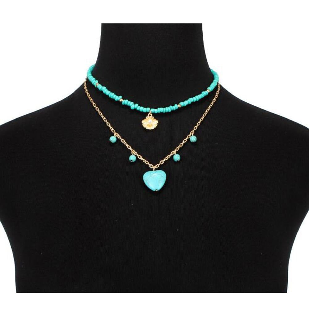 collier bleu ras de cou