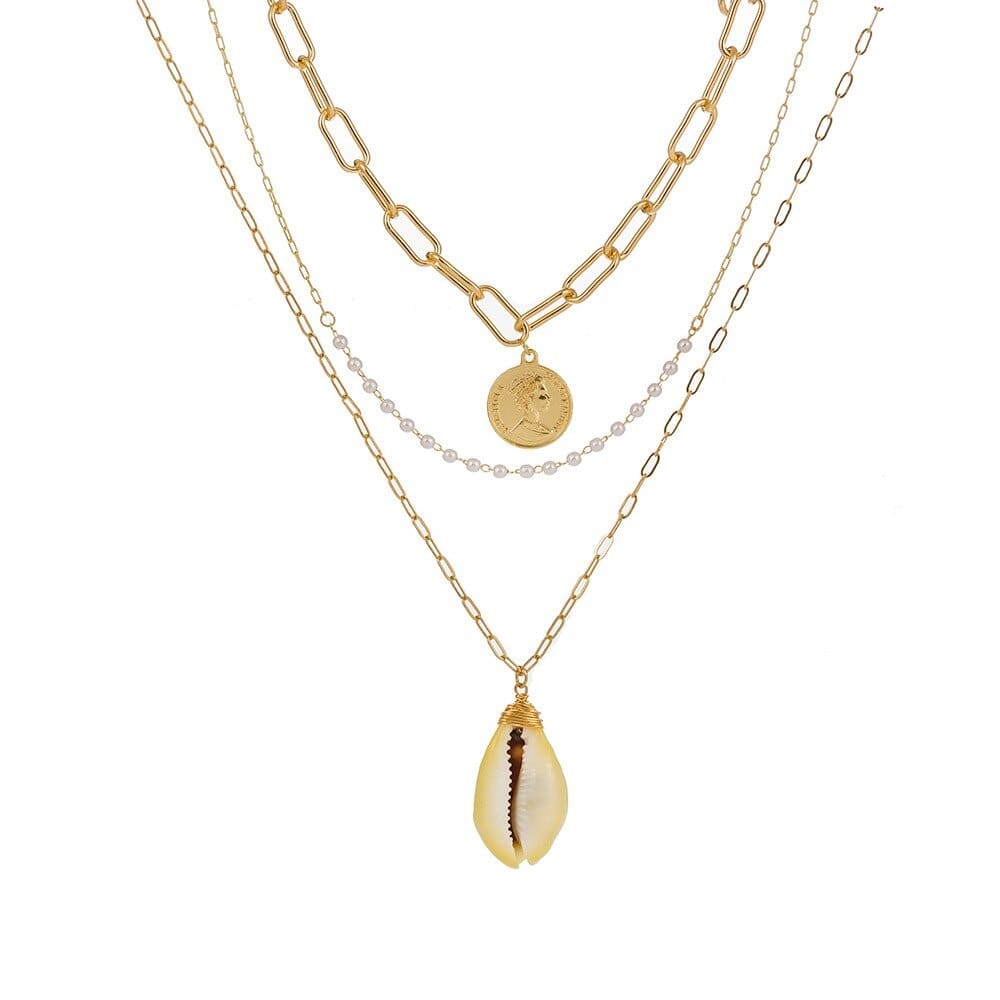 collier cauri blanc doré