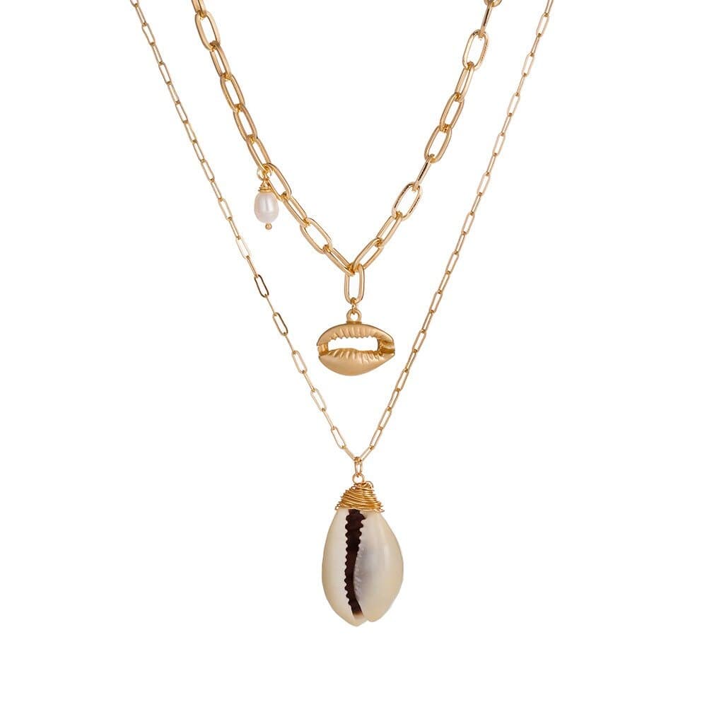 collier cauris blanc doré