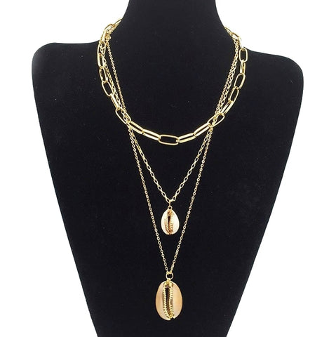 Collier cauris plaqué or