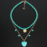 collier coeur bleu perles