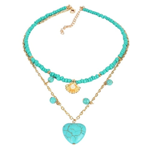 collier coeur bleu