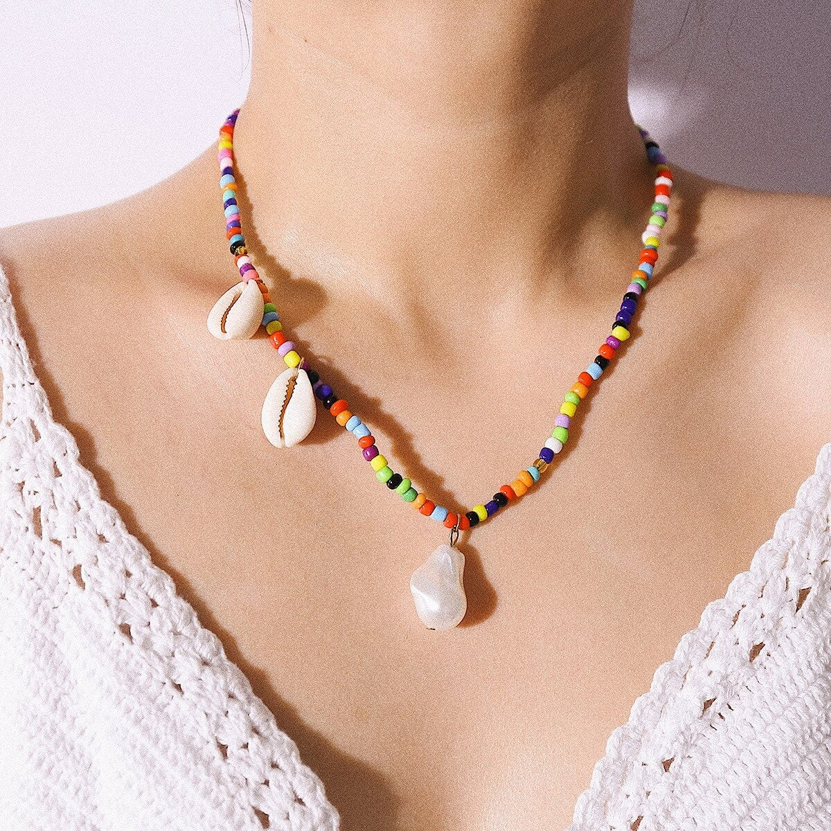 Collier coloré cauris