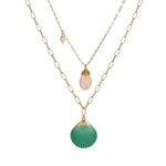 collier coquillage bleu vert