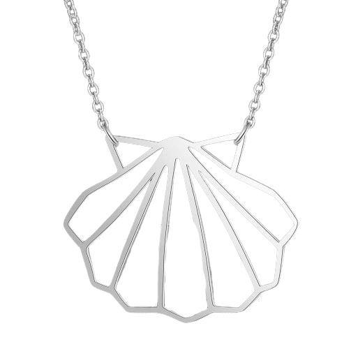 Collier Coquillage <br> Coquille Géométrique Argentée