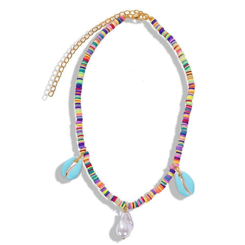 collier coquillage multicolore