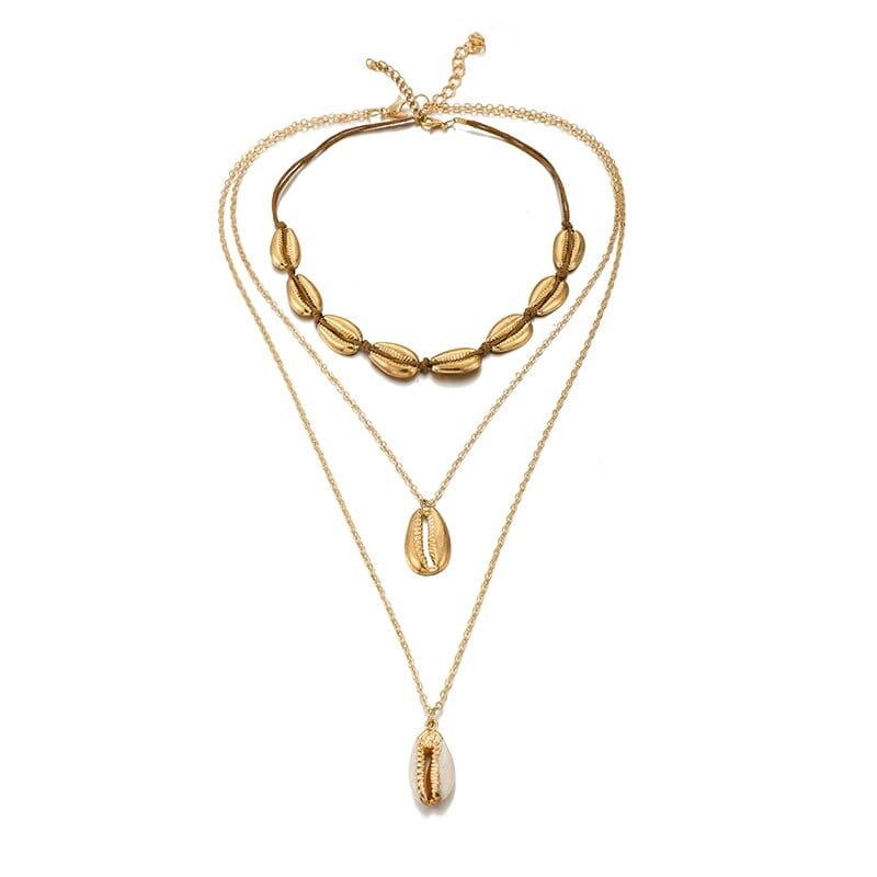 Collier coquillage ras de cou or