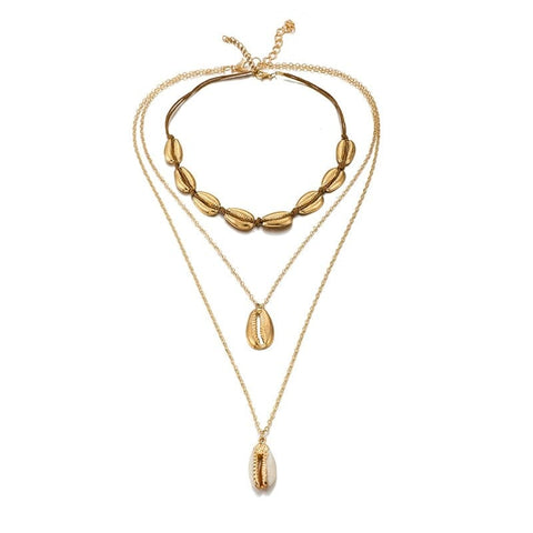 Collier coquillage ras de cou or