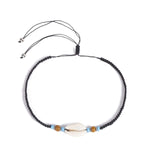 Collier coquillage noir tréssé