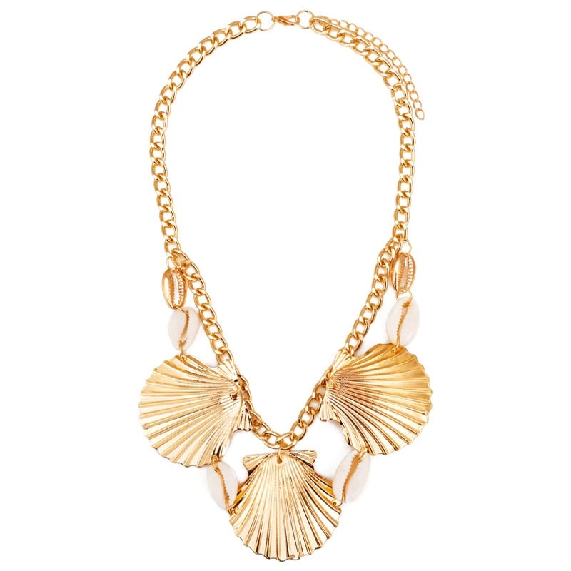 Collier Coquillage Femme Plaqué Or - Pendentif Étoile De Mer Et Perles - Longueur Ajustable, Anti-Ternissement