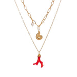Collier corail rouge coquillage