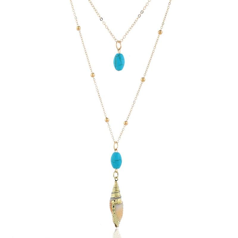 Collier double rang plaque or