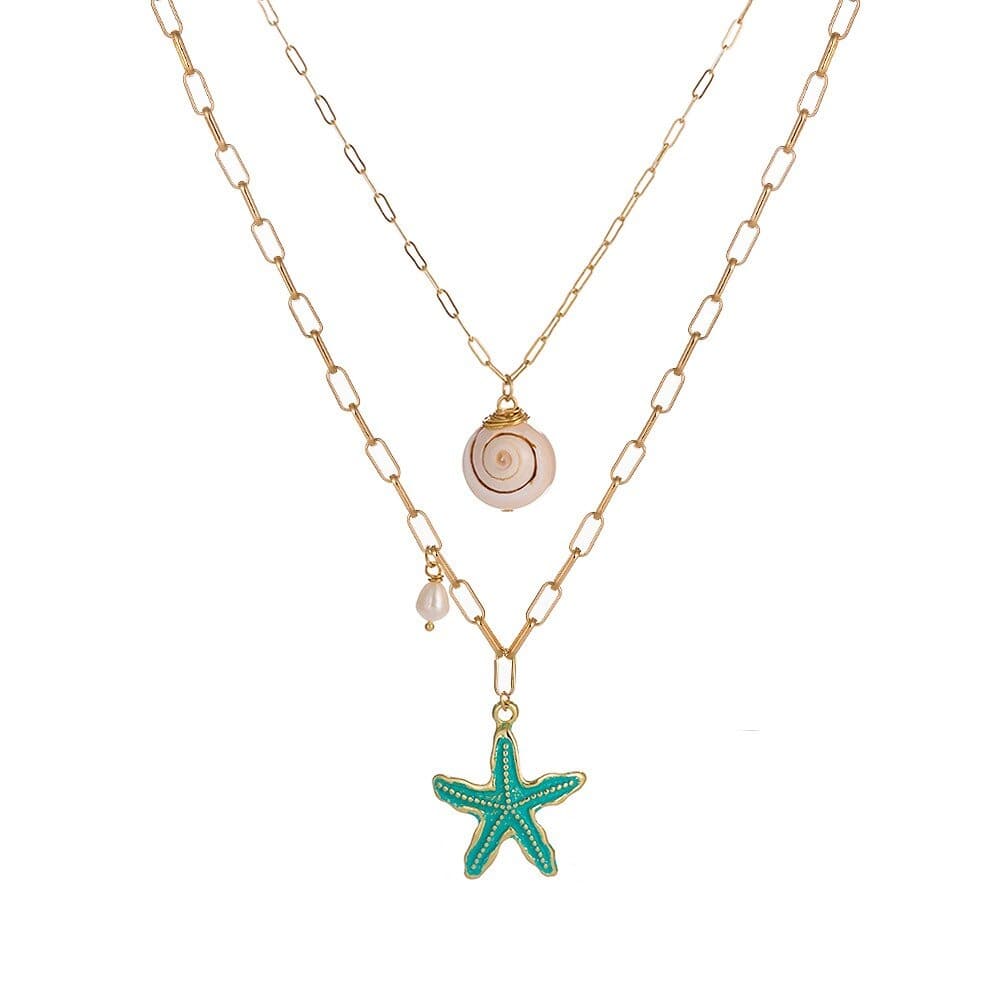Collier étoile de mer bleu