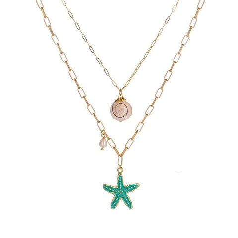 Collier étoile de mer bleu