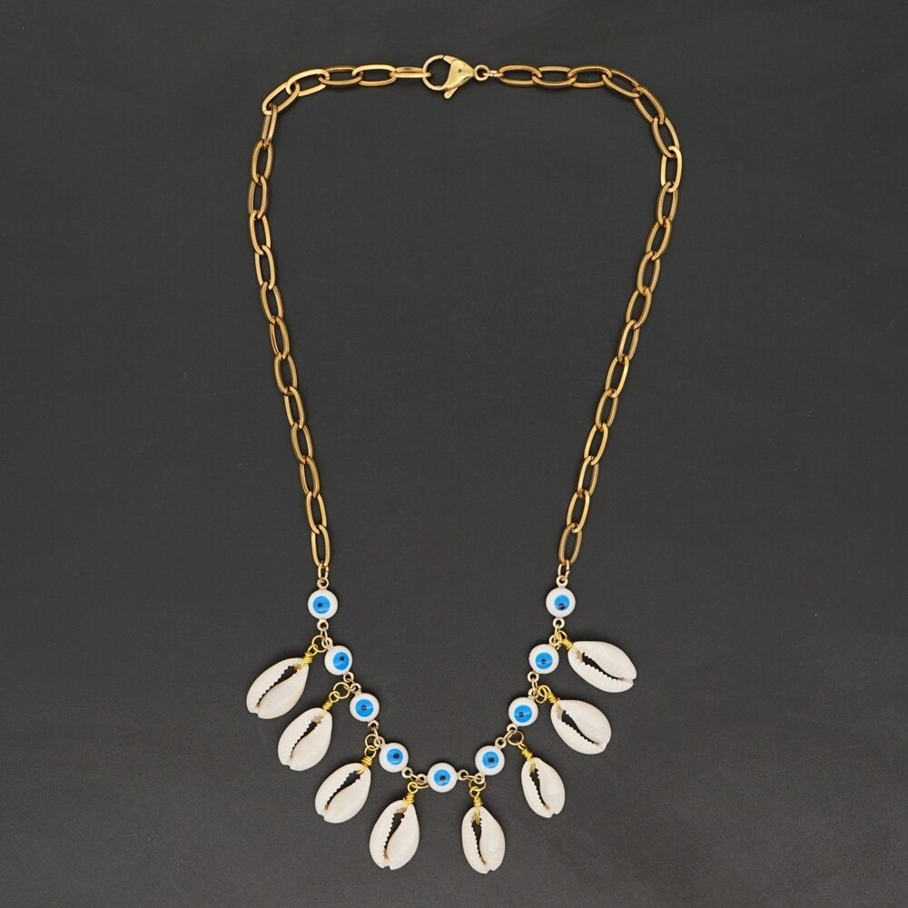 collier fantaisie bleu et blanc