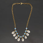 collier fantaisie bleu et blanc