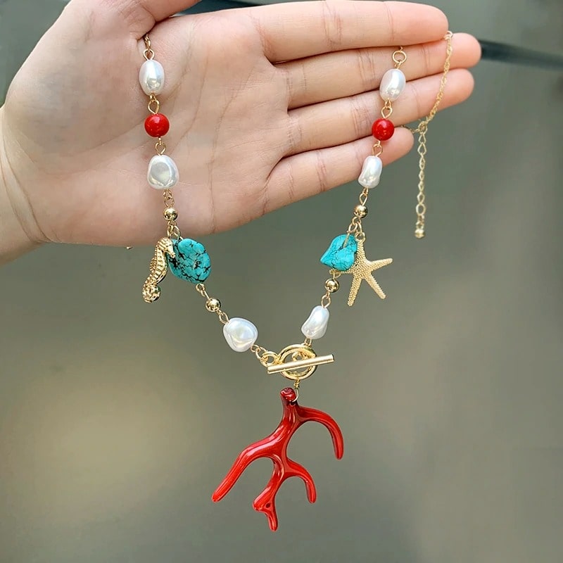 Collier fantaisie rouge