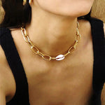 collier grosse maille dorée