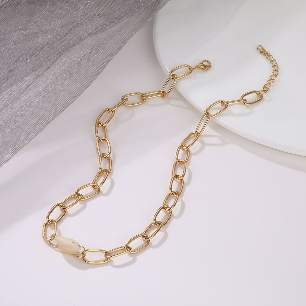 collier grosse maille plaqué or