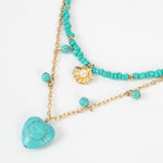 collier pendentif coeur bleu