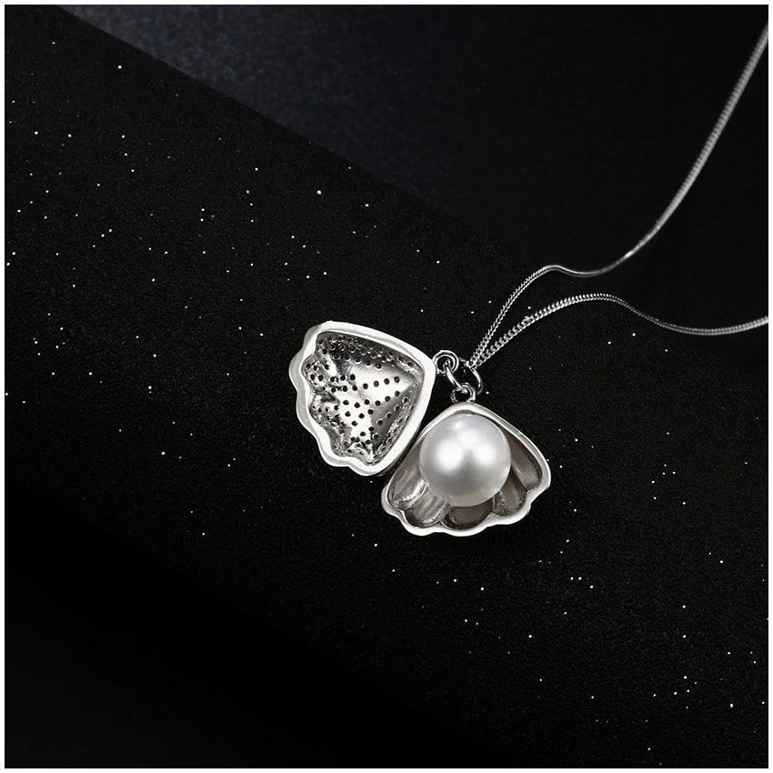 collier perle coquillage argent