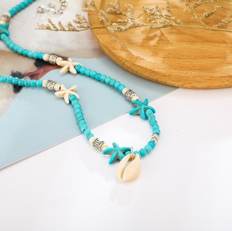 bijou collier bleu plage