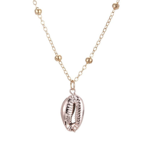Collier coquillage or rose